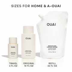 OUAI medium conditioner packaging label close-up showing ingredient claims and clean formula