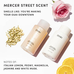 OUAI product in hands applying shampoo to hair for easy at-home use