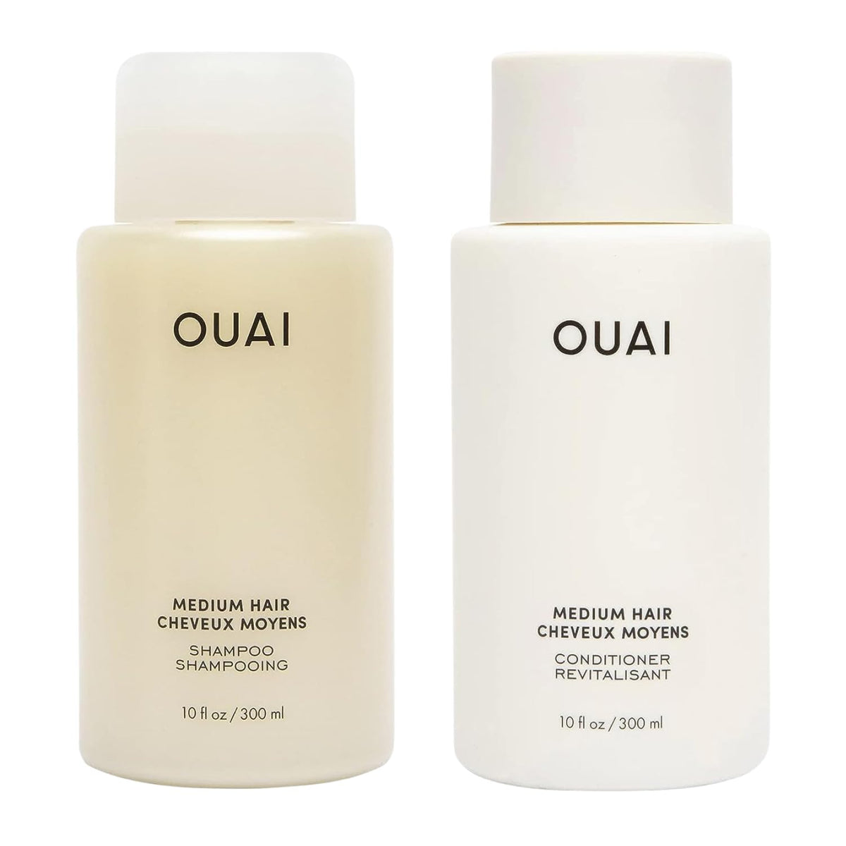 OUAI medium set front packaging showing sleek bottles and branding benefits