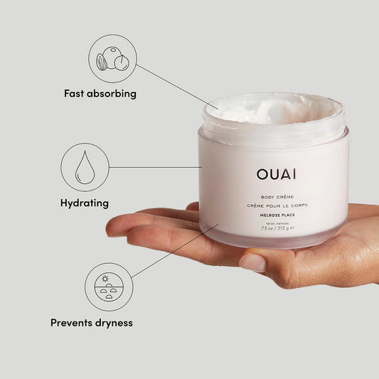 OUAI Melrose Place cream texture close-up highlighting whipped hydration benefit