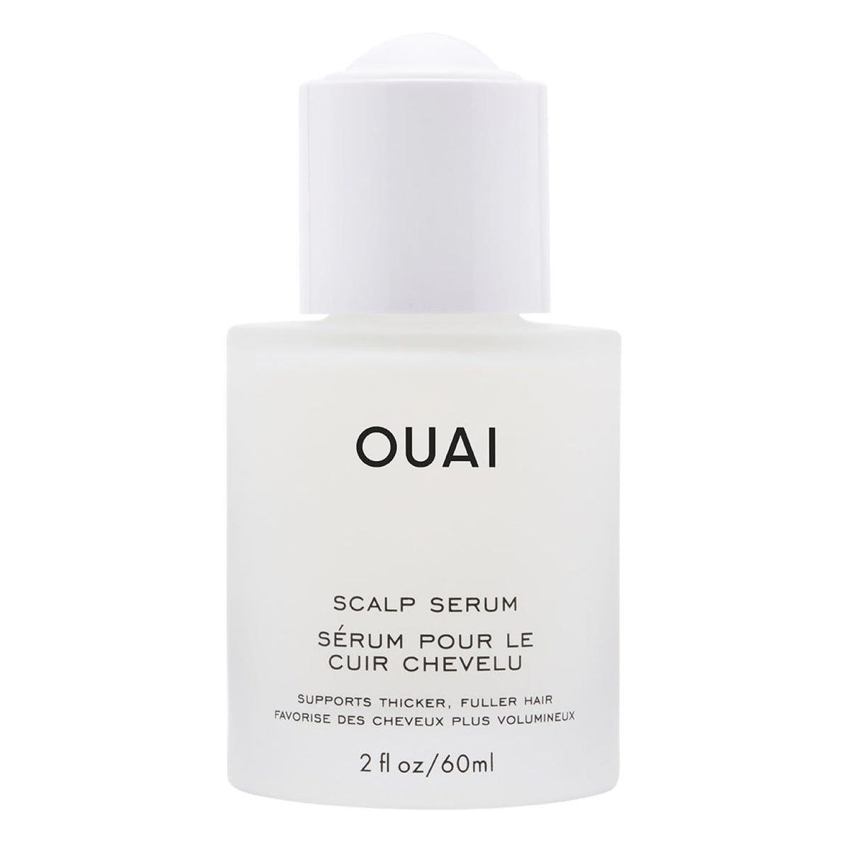 OUAI scalp serum front bottle showing sleek label and 2 fl oz size