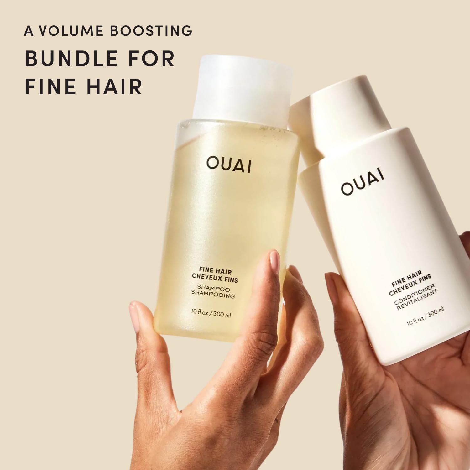OUAI shampoo pump dispensing gentle cleanser for volume