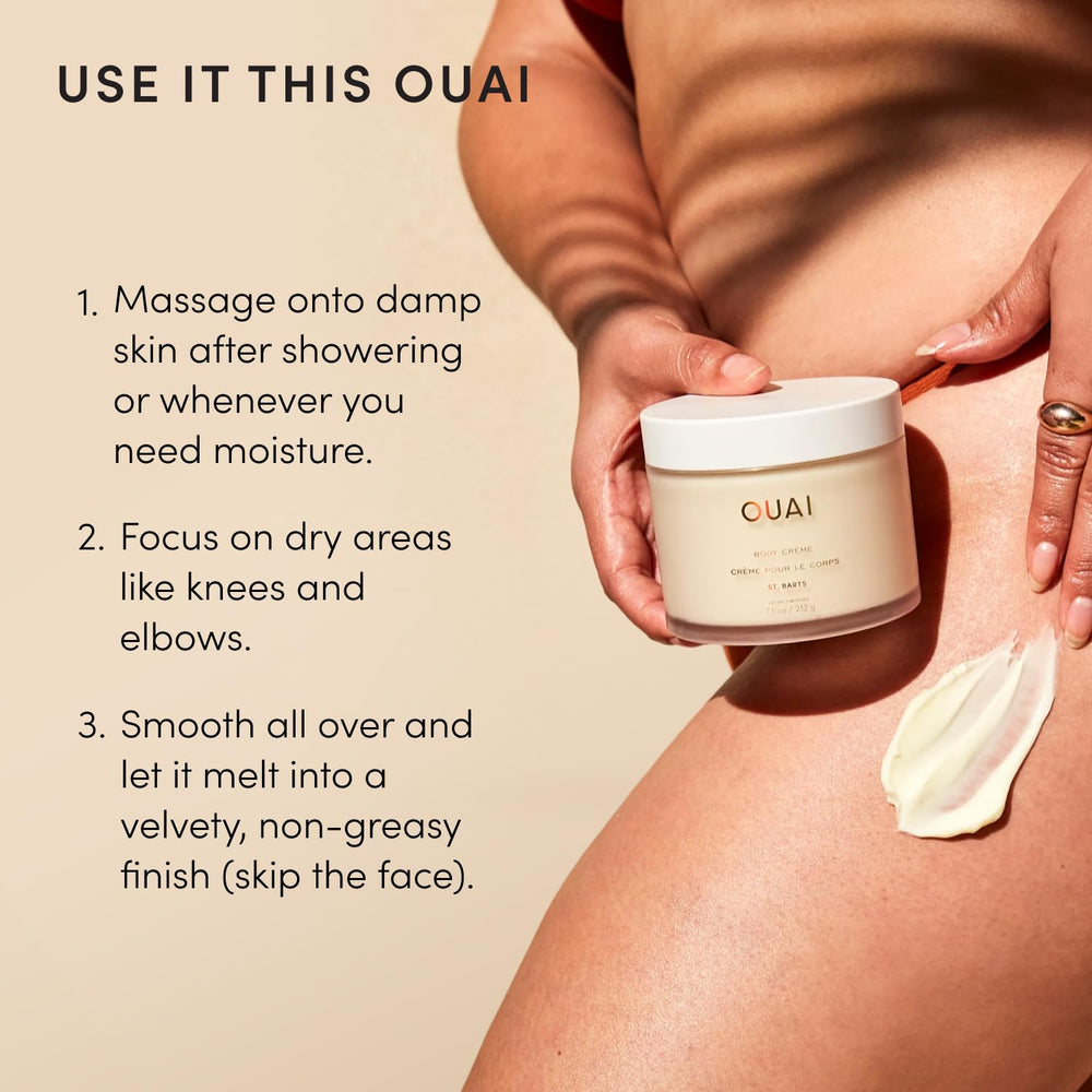 OUAI jar next to hand for scale showing the 7.5 oz size benefit