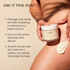 OUAI jar next to hand for scale showing the 7.5 oz size benefit