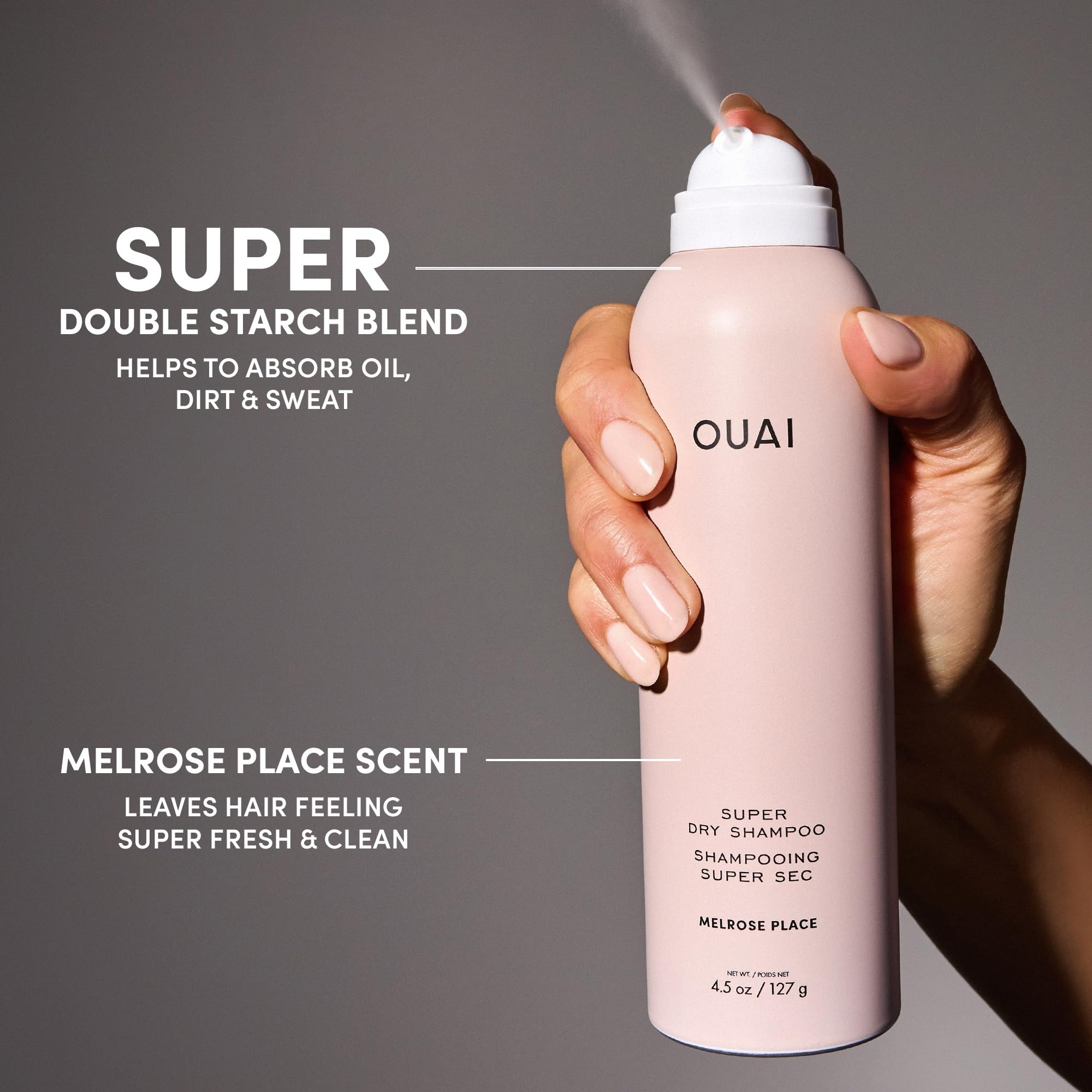 OUAI with rose and lychee visuals illustrating Melrose Place scent notes