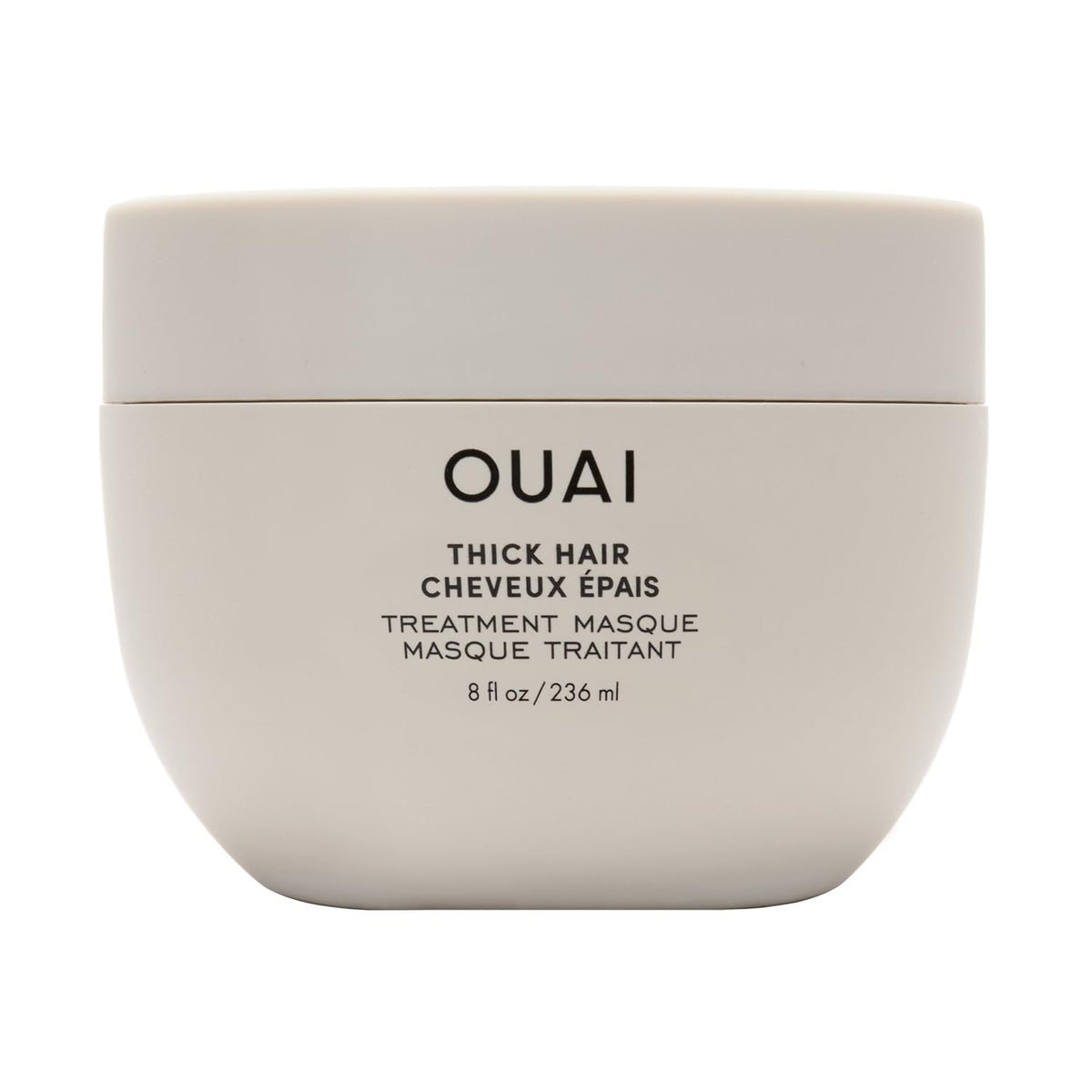 OUAI jar front view showing packaging and nourishing mask benefits