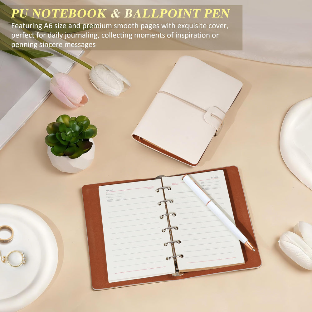 Oufrenn PU notebook, pen and decorative rose adding a personal touch