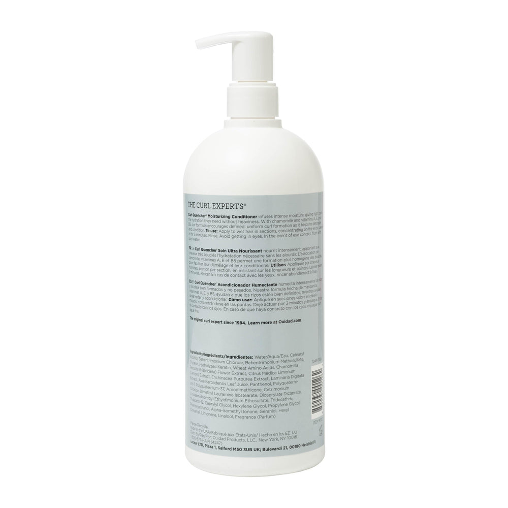 Ouidad back label highlighting ingredients and usage benefits