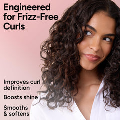 Ouidad leave-in conditioner texture pouring, showing lightweight hydration