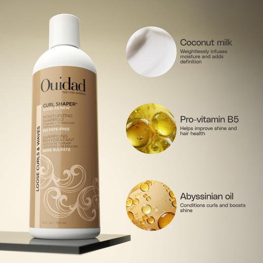 Ouidad mini curl shaper back with ingredients and usage instructions benefit
