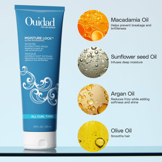 Ouidad open jar texture close-up highlighting creamy mask slip and moisture
