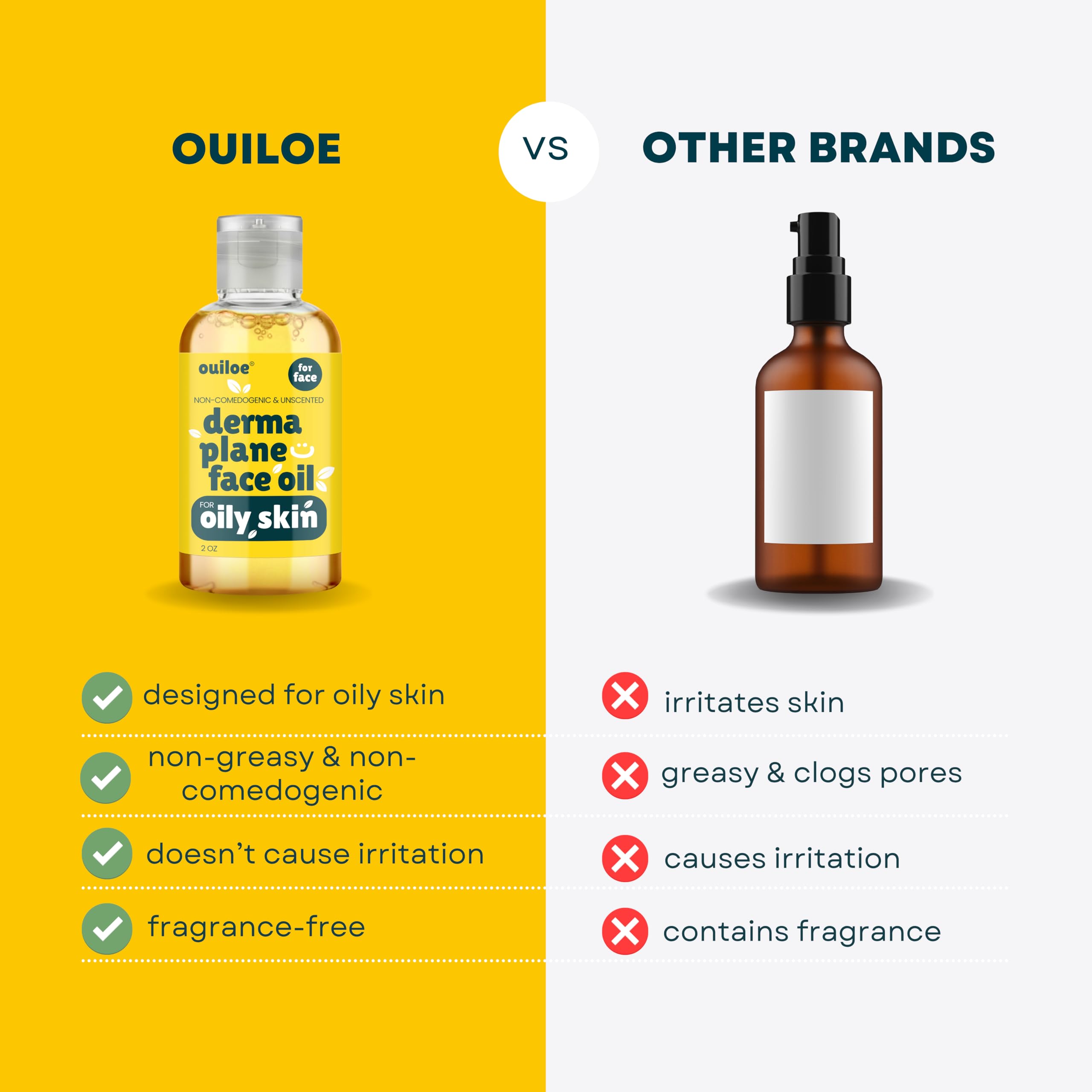 post-dermaplaning skin smoothed by Ouiloe oil, visibly refined texture