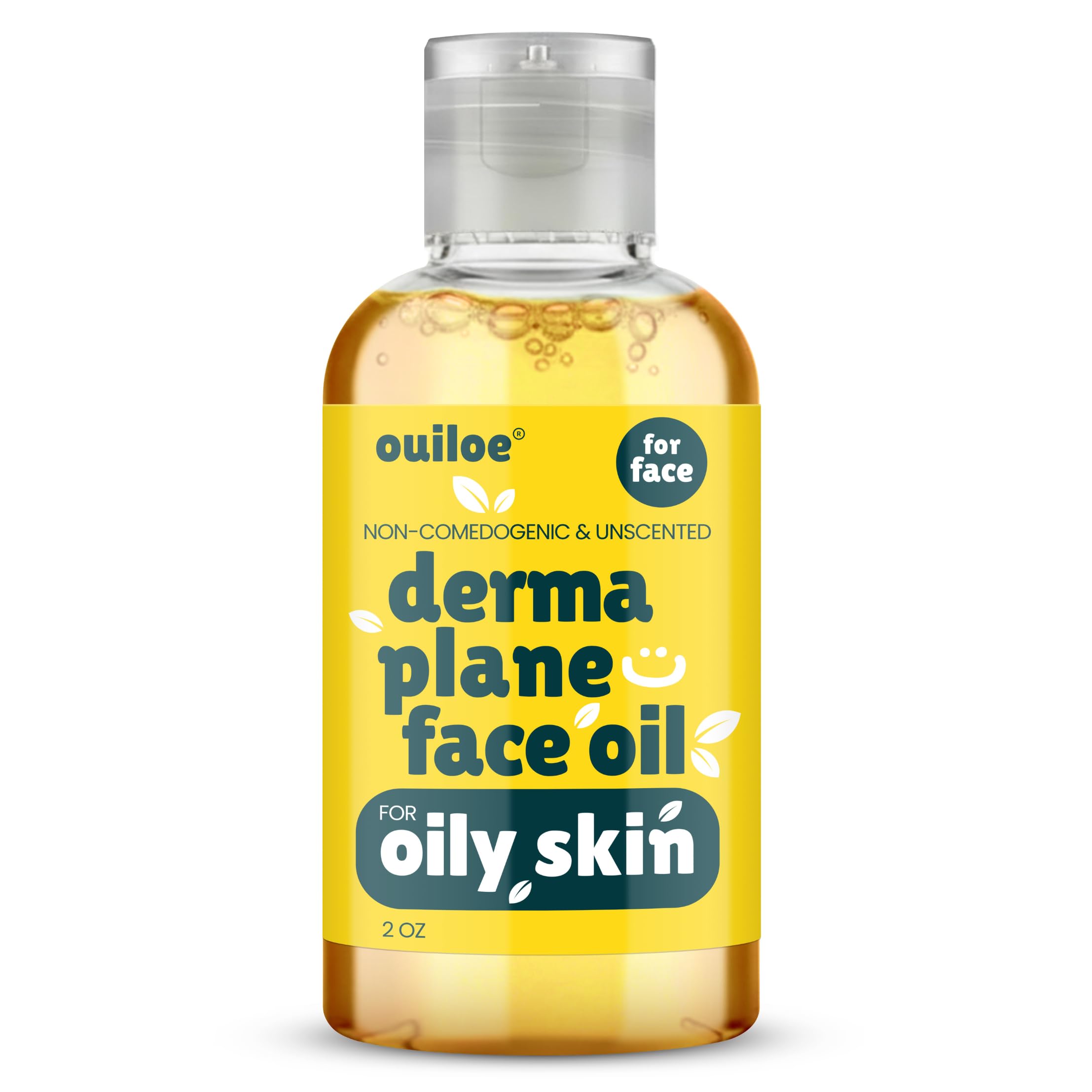 Ouiloe front packaging showing 2oz bottle and label benefits