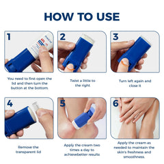 OUKEYA application on heel demonstrating targeted placement for rough skin benefit