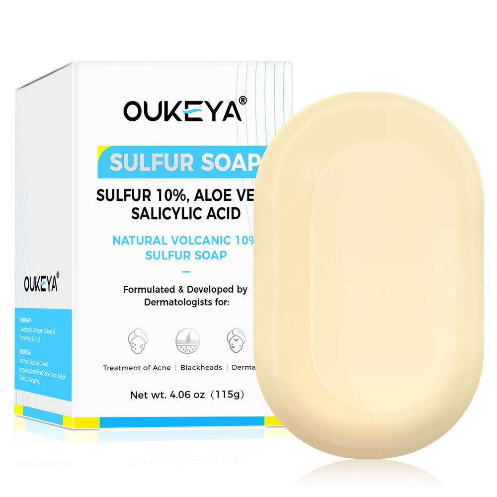 OUKEYA front packaging showing soap bar and benefits