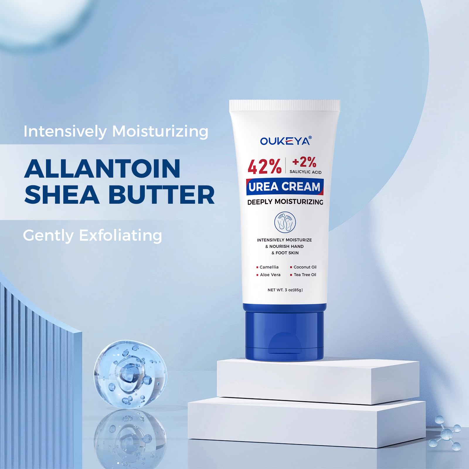 OUKEYA overnight treatment with socks showing intensified hydration benefit