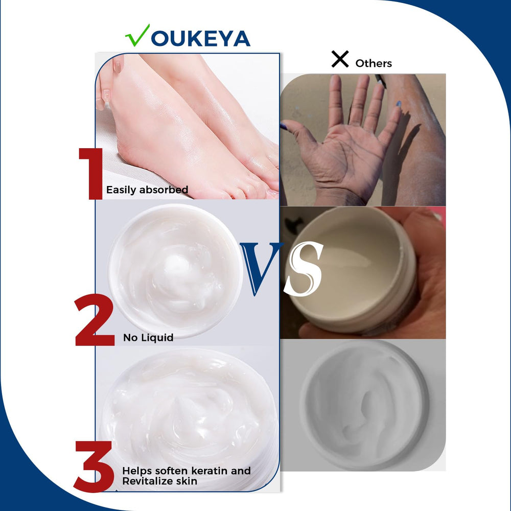 Nighttime sock treatment with OUKEYA illustrating intensive overnight hydration benefit