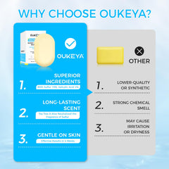 OUKEYA tea tree oil drop close-up indicating clarifying properties