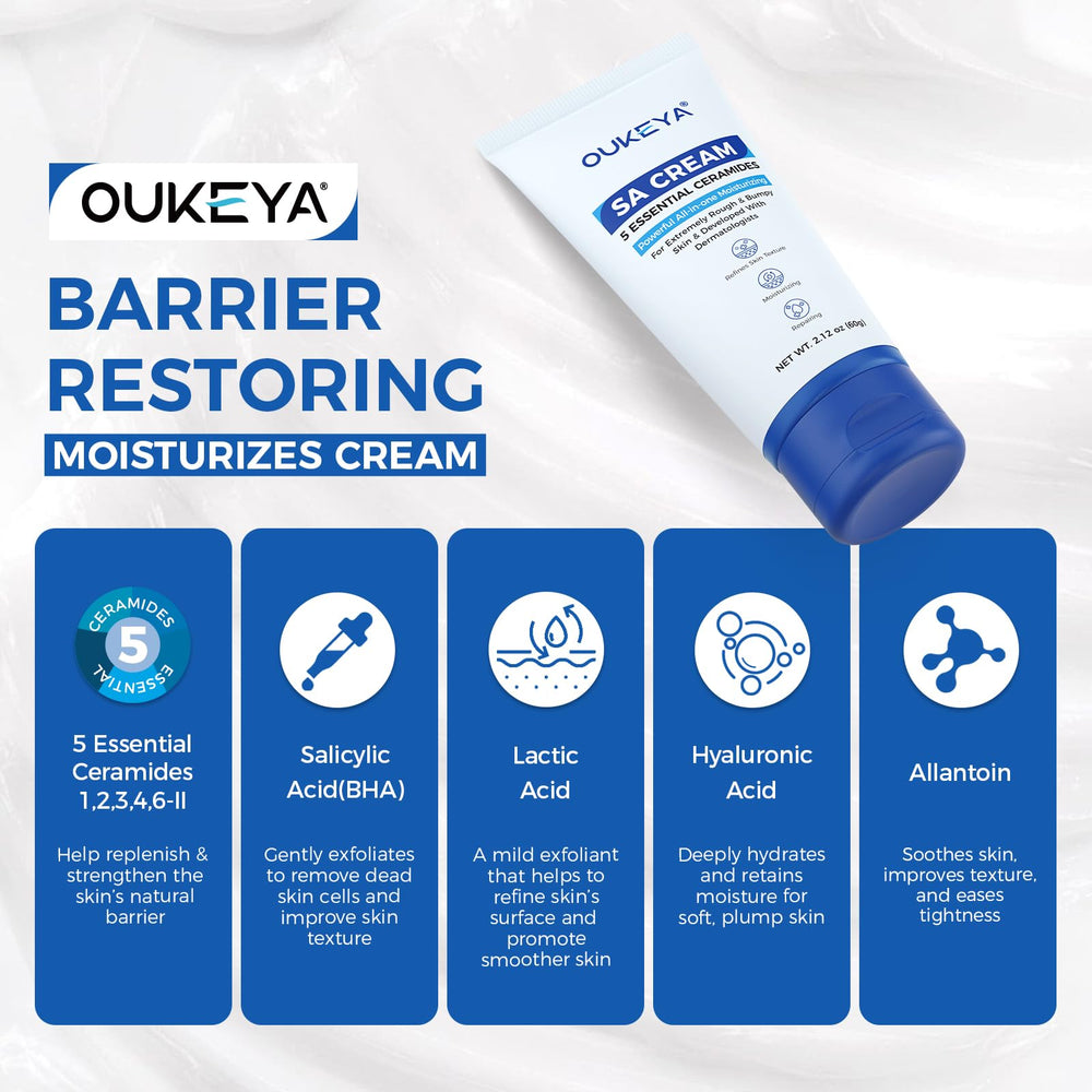 OUKEYA cream texture close-up demonstrating lightweight, non-greasy finish for hydration