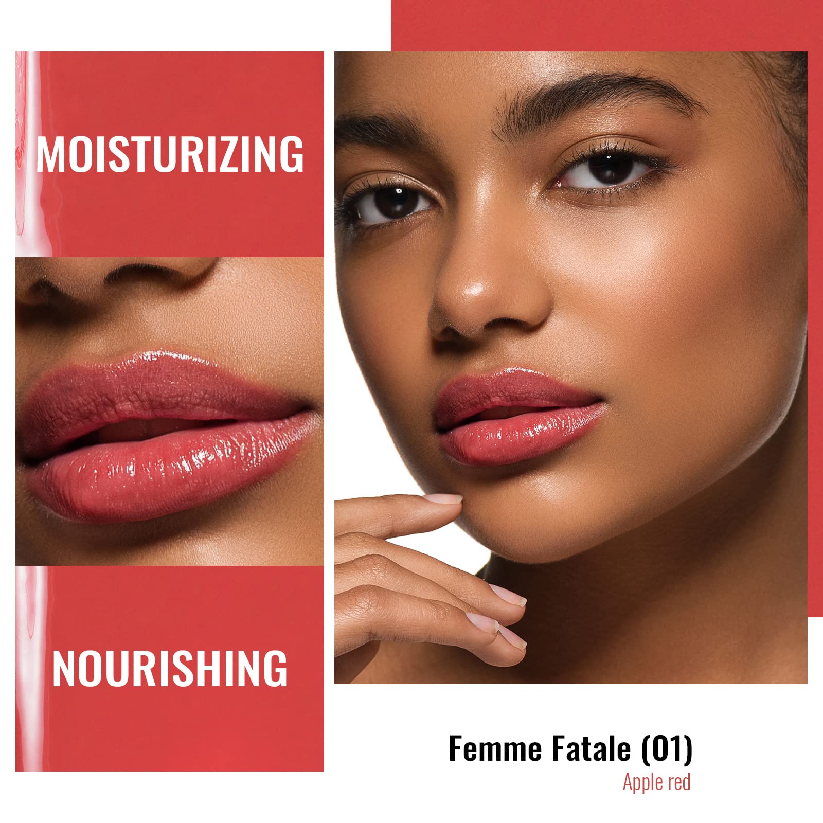 Oulac apple red open bullet tip highlighting smooth shape for easy precise application