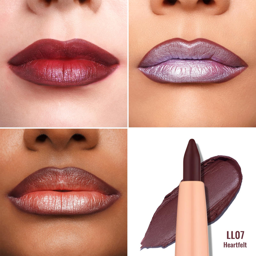 Oulac being applied on model lips highlighting defined shape and long-wear benefit