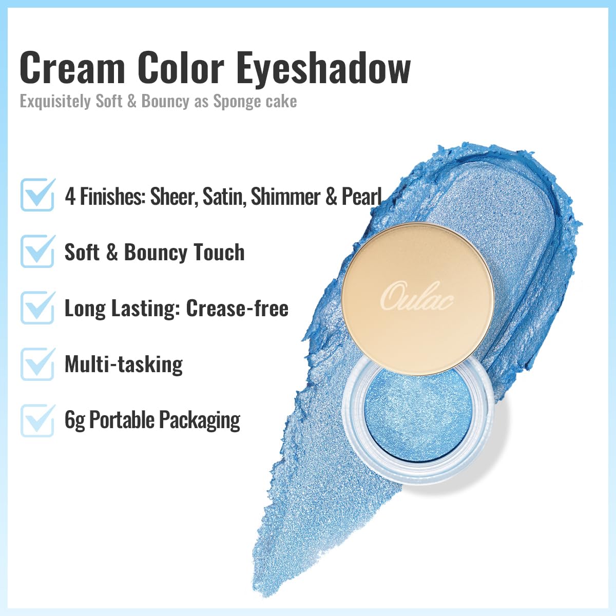 Oulac finished eyelid lifestyle shot highlighting luminous shimmer for eye definition