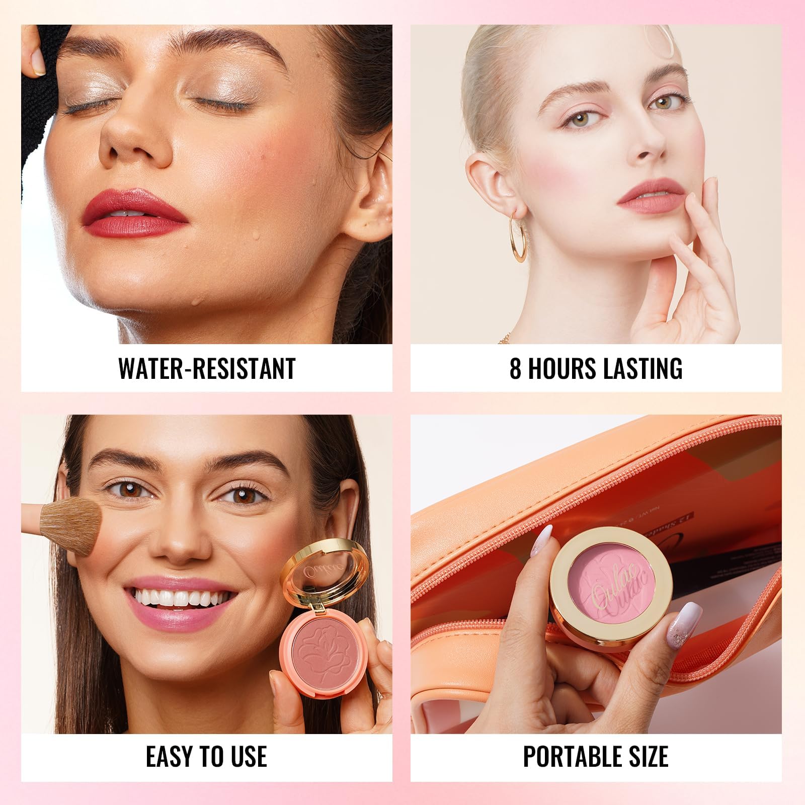 Oulac brush application on cheek for natural matte finish