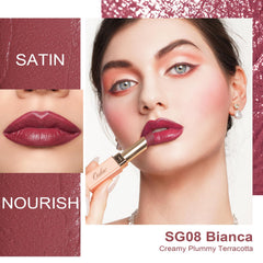 Oulac close-up of lipstick bullet highlighting creamy texture