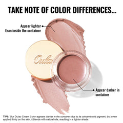 Oulac CM05 label detail listing vegan ingredients and skin-friendly benefit