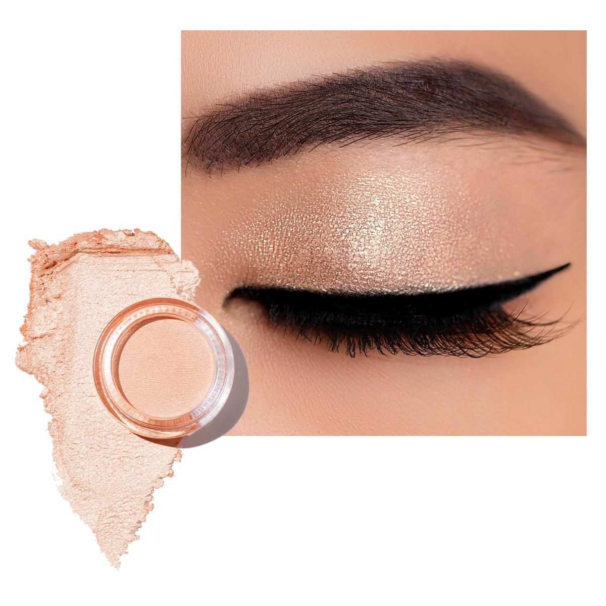Oulac cream eyeshadow front pot showing shade and packaging benefit: clear product view
