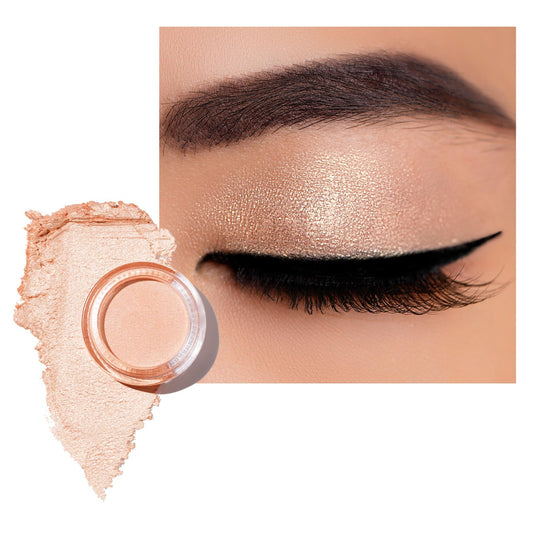 Oulac cream eyeshadow front pot showing shade and packaging benefit: clear product view