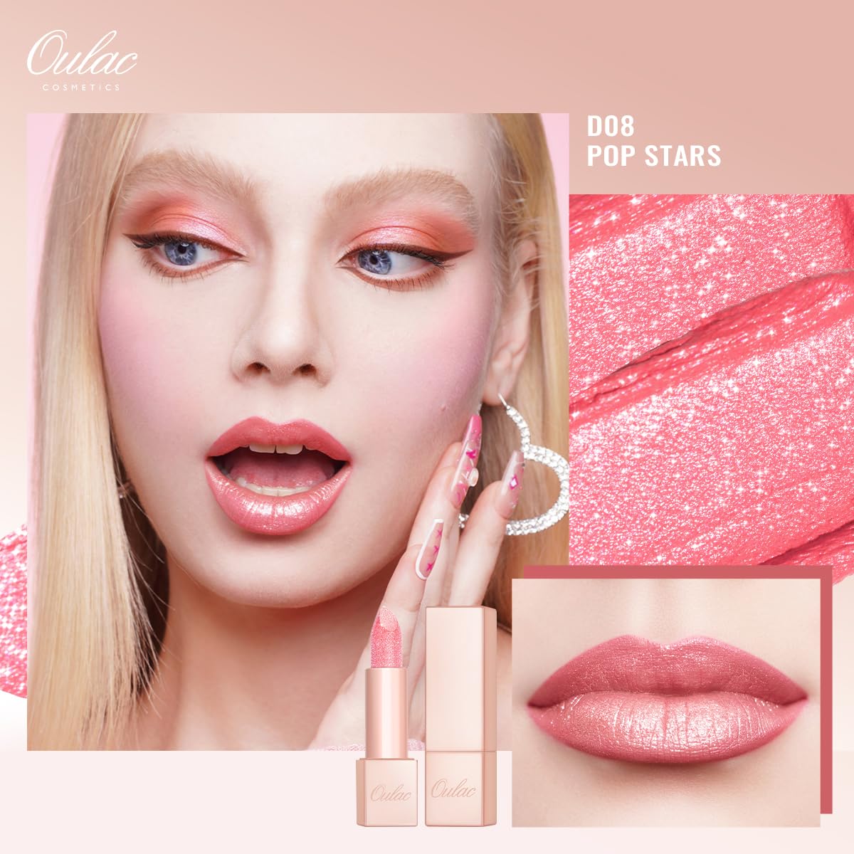 Oulac creamy texture swipe showing buildable color and smooth glide