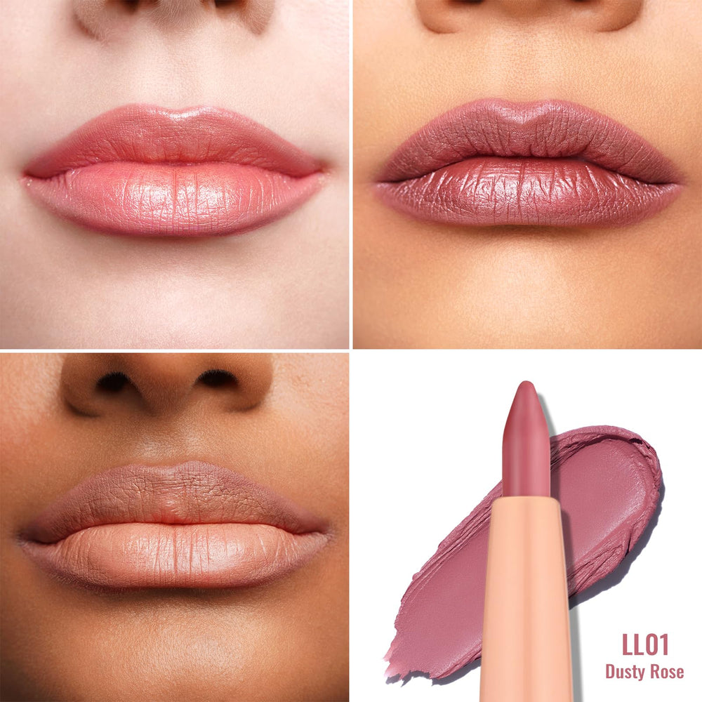 Swatch of Oulac LL01 Dusty Rose on arm demonstrating true color payoff