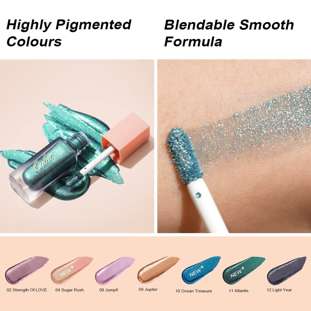 Oulac swatch on skin arm showing buildable shimmer benefit