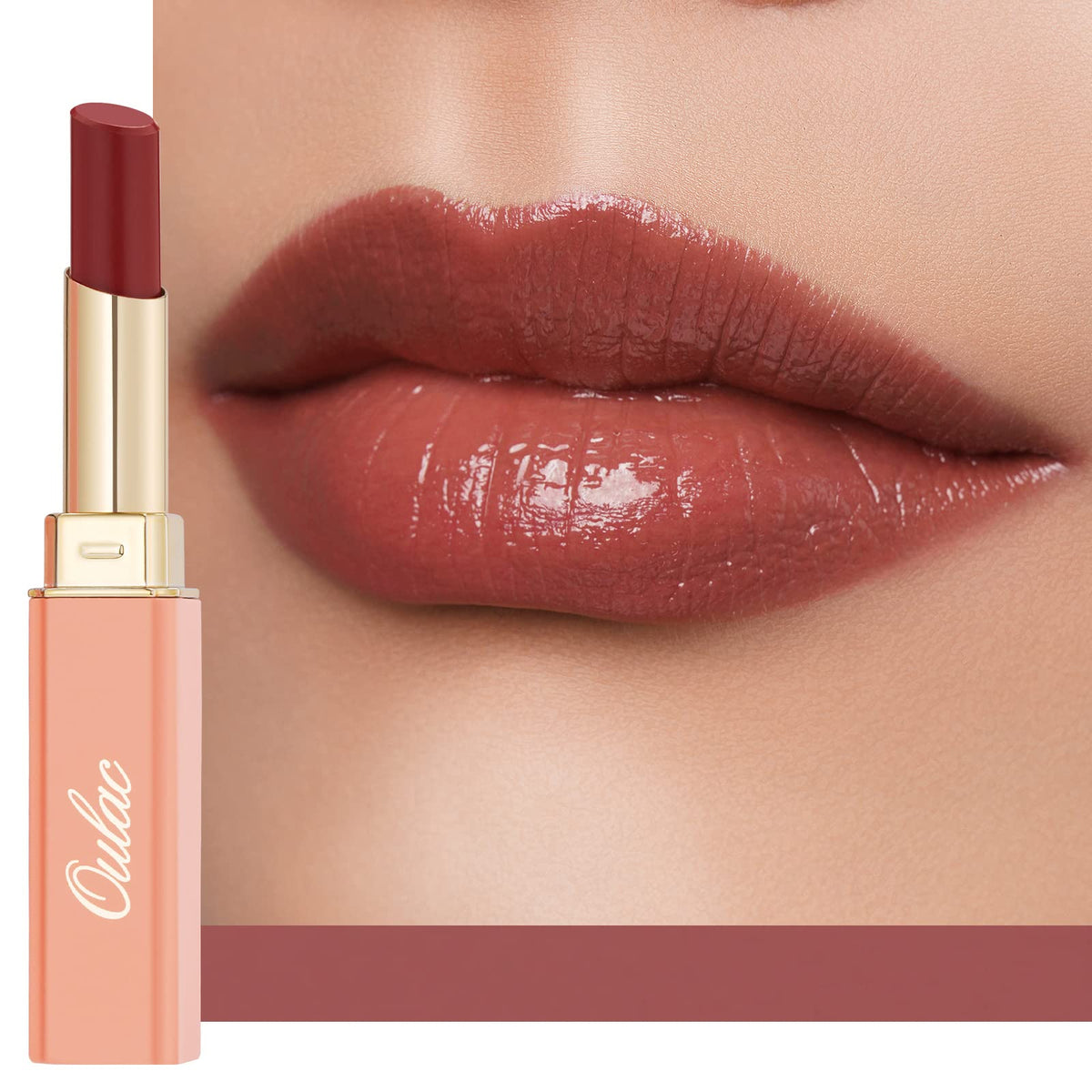 Oulac front packaging of G02 showing glossy red shade and compact design