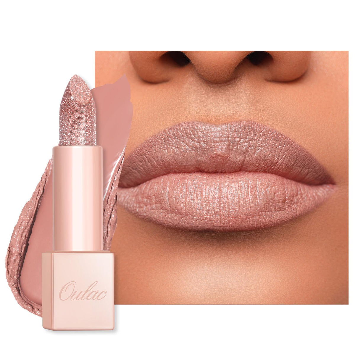 Oulac front packaging showing shade and glossy finish benefit