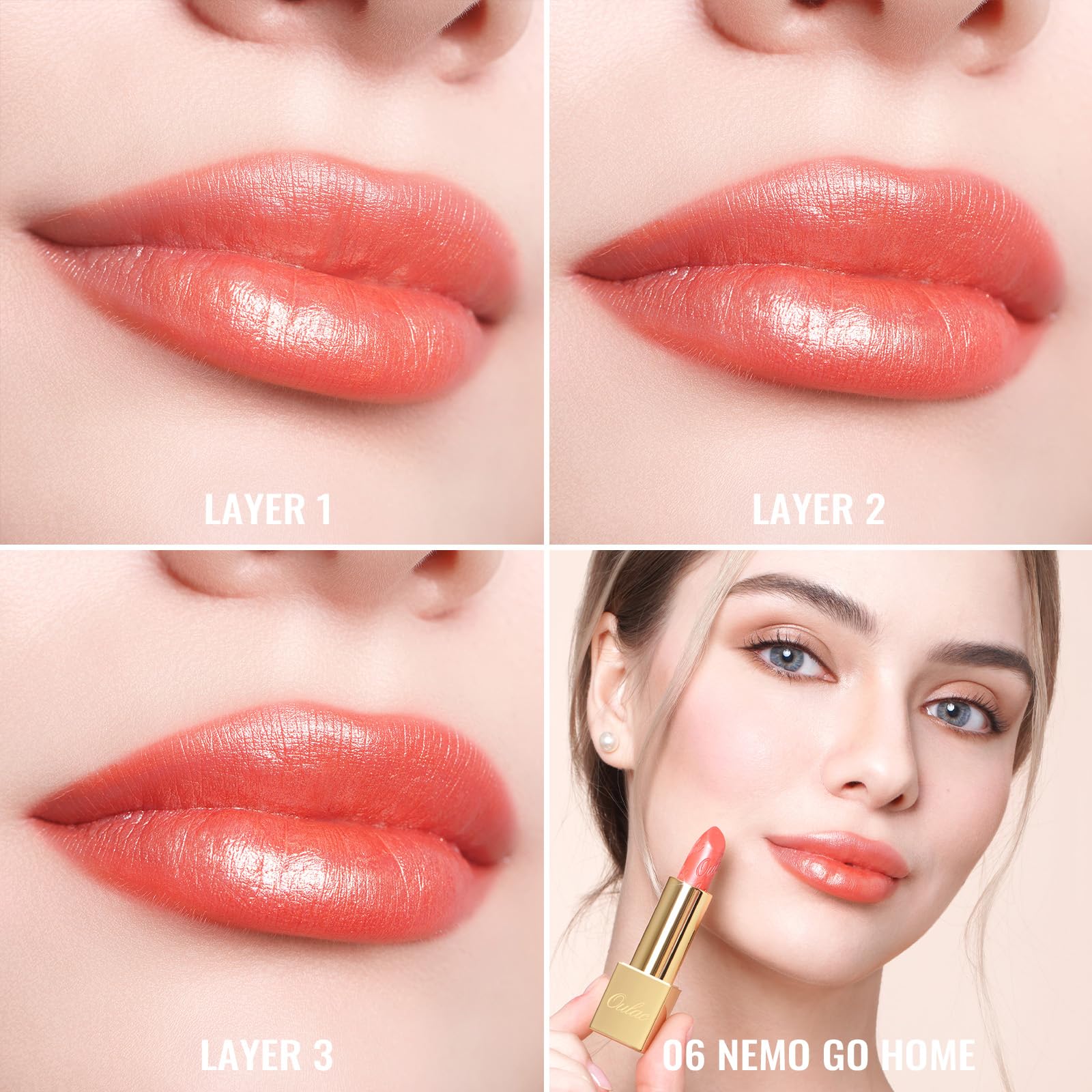Oulac on lips model daytime shimmer for natural glow