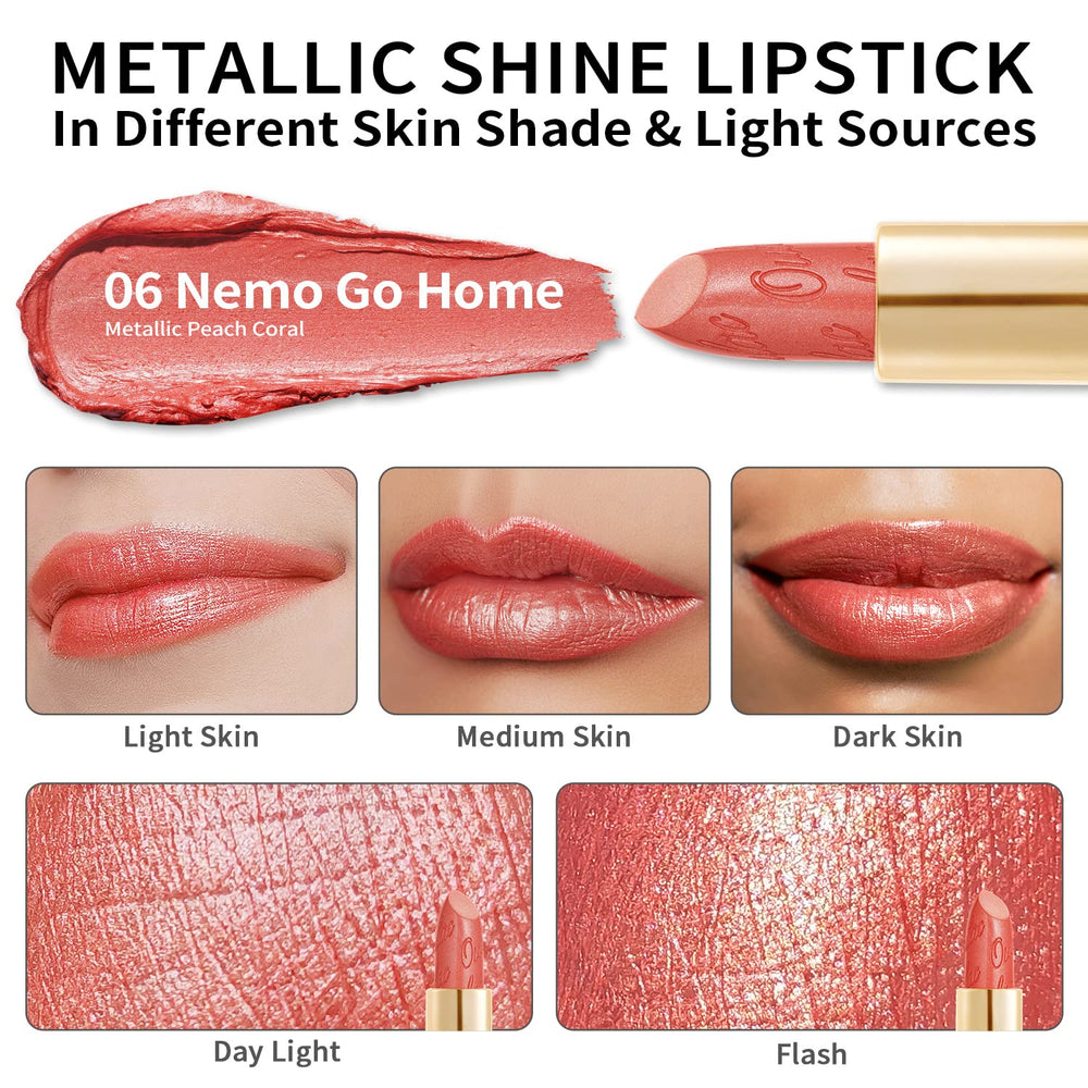 Oulac on lips model bold metallic for evening impact