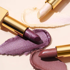 Oulac lipstick next to makeup bag in lifestyle scene for ready-to-go glamour