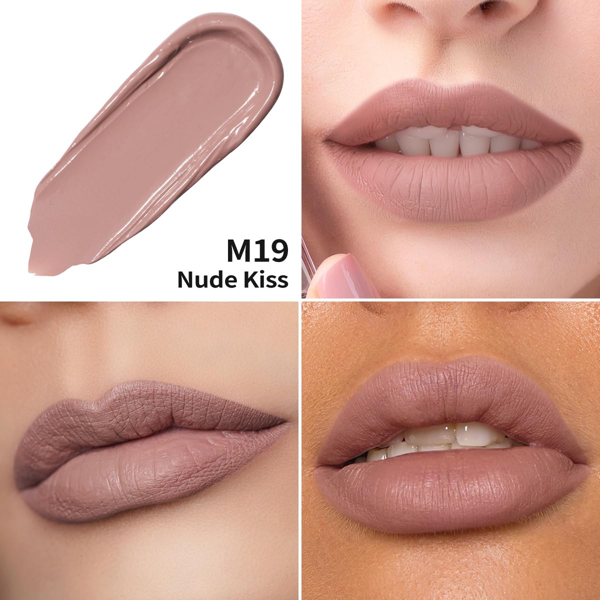 Oulac M19 swatch on fair skin demonstrating true pink-nude payoff