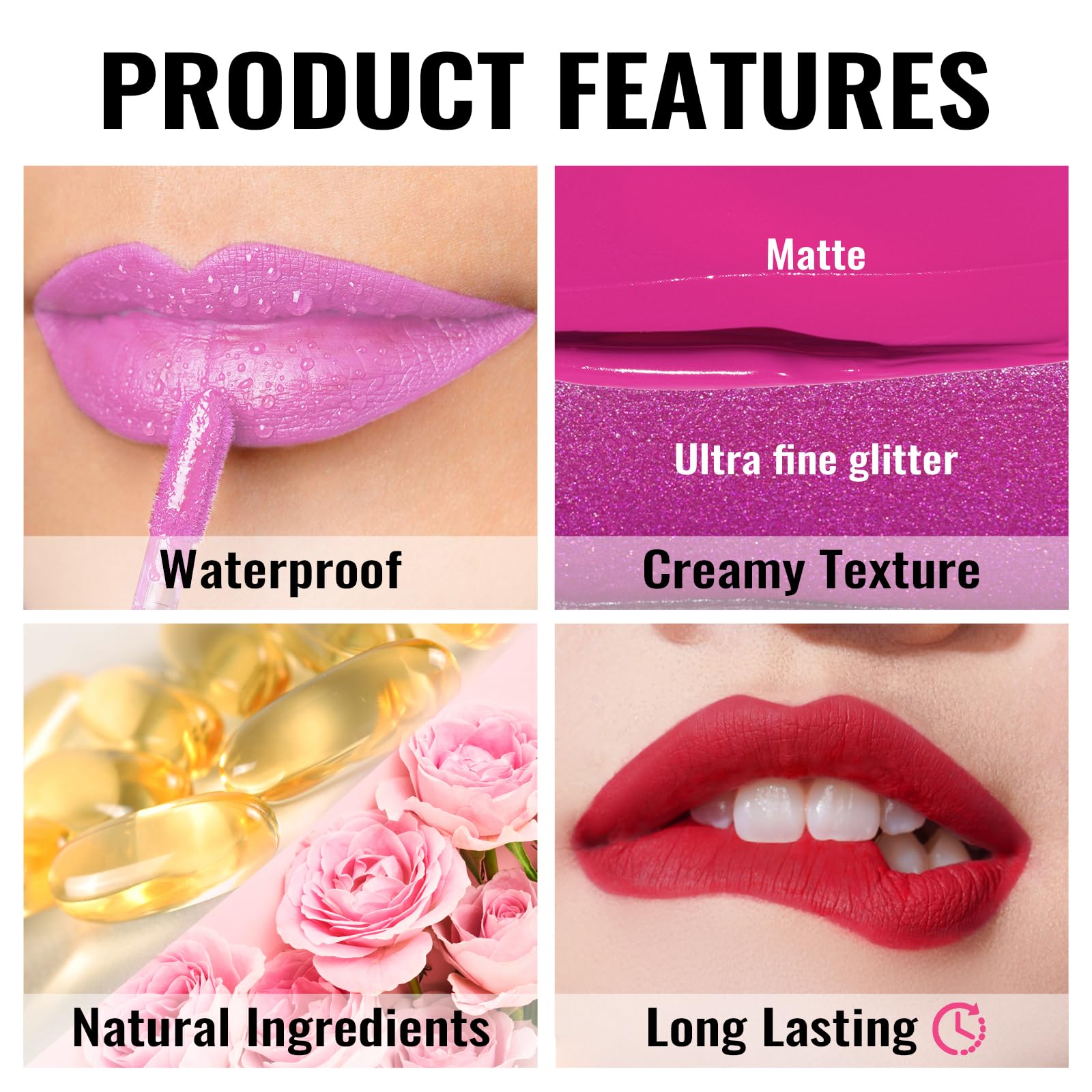 Oulac on model smiling wearing M14 for a natural matte look that photographs well