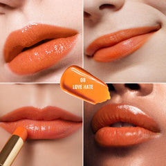 Oulac orange texture swipe on arm showing glossy finish and easy blend benefit