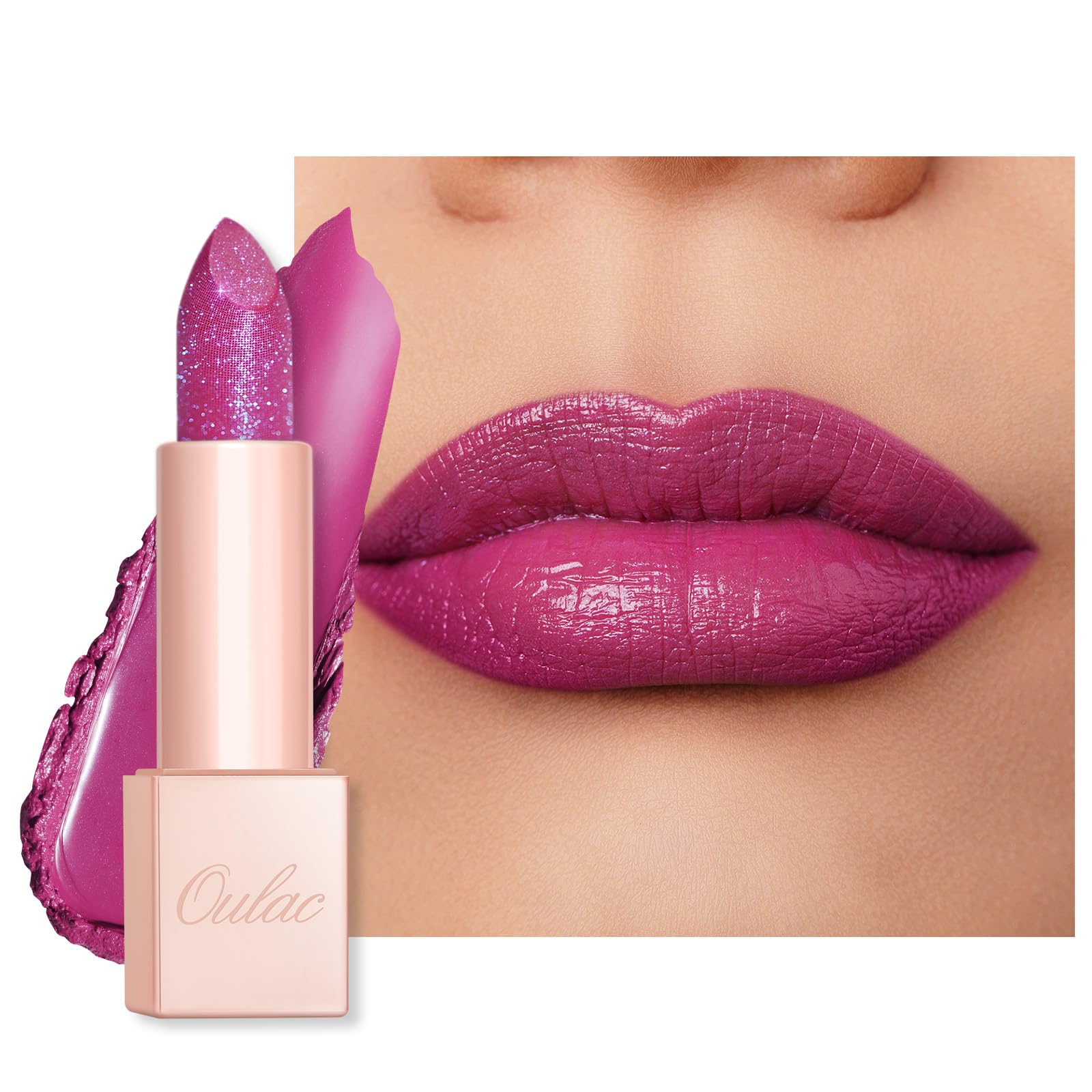 Oulac front packaging showing shade PG08 Aquatic and glossy benefit