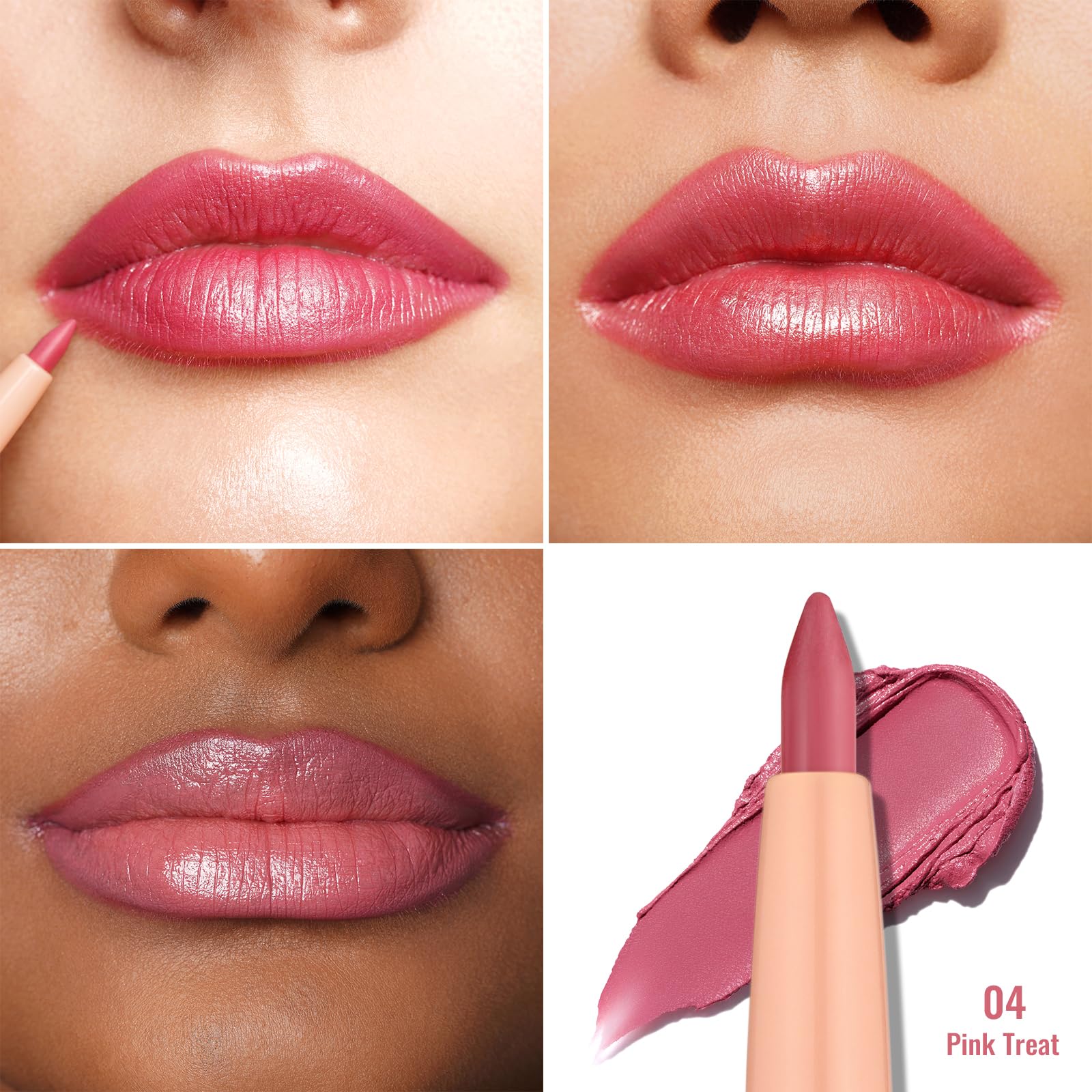 Swatch stripe of Oulac Pink Treat texture showing matte pigmentation