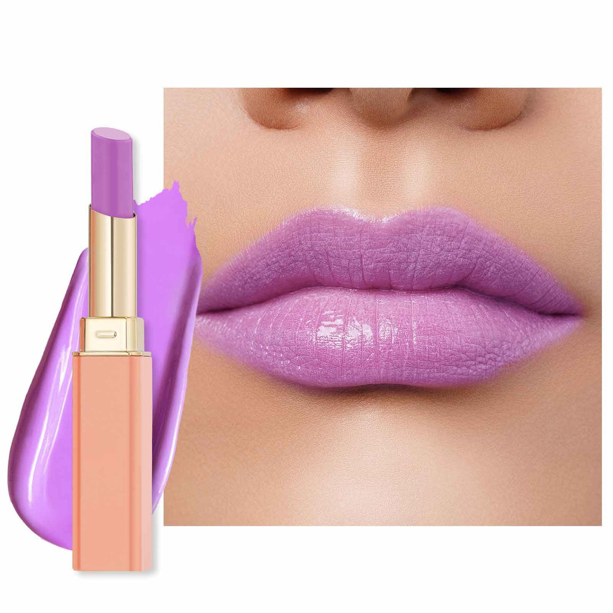 Oulac front view of lipstick tube showing sleek design and portable benefit