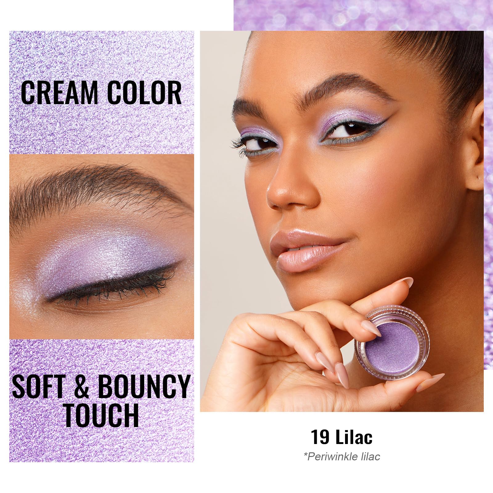Oulac open pot showing creamy purple texture and easy fingertip application benefit