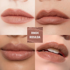 Portrait of model wearing Oulac RM04 proving flattering brown-nude effect