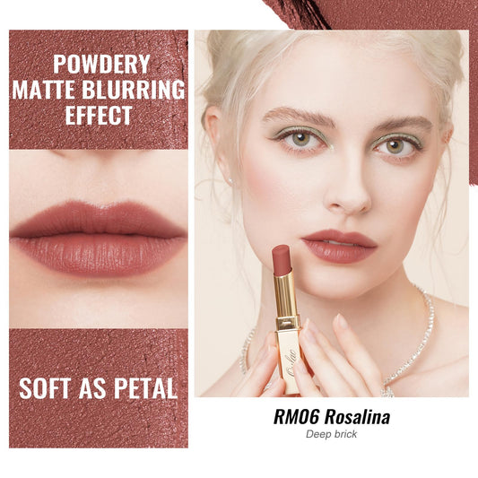 Oulac lipstick open twist-up bullet displaying creamy tip, benefits smooth application