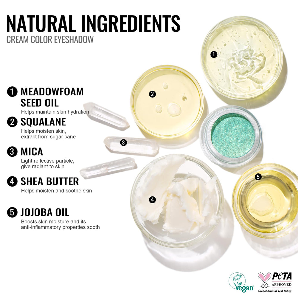 Model wearing Oulac shimmer cream for long-lasting evening eye look