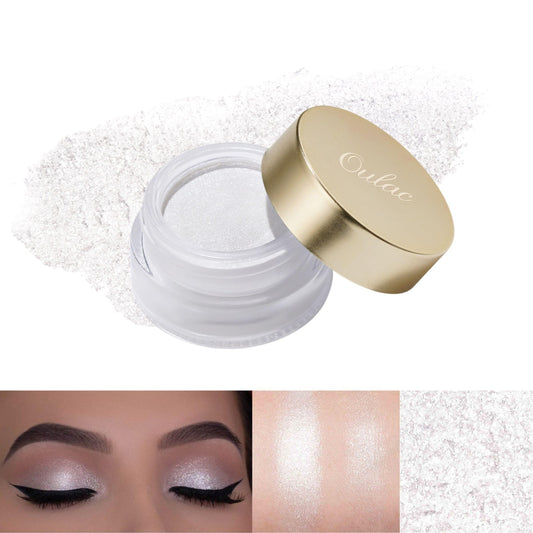 Oulac cream eyeshadow front view showing product and shimmer benefit